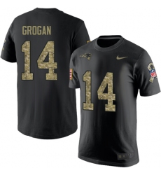 Nike New England Patriots #14 Steve Grogan Black Camo Salute to Service T-Shirt