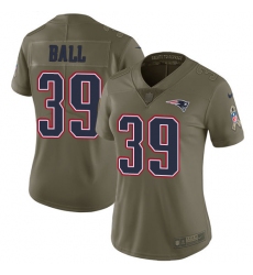 Women's Nike New England Patriots #39 Montee Ball Limited Olive 2017 Salute to Service NFL Jersey