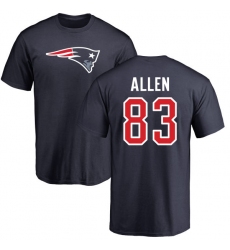 NFL Nike New England Patriots #83 Dwayne Allen Navy Blue Name & Number Logo T-Shirt