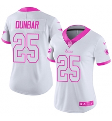 Women's Nike Los Angeles Rams #25 Lance Dunbar Limited White/Pink Rush Fashion NFL Jersey