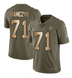 Youth Nike New Orleans Saints #71 Ryan Ramczyk Limited Olive/Gold 2017 Salute to Service NFL Jersey