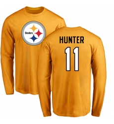 NFL Nike Pittsburgh Steelers #11 Justin Hunter Gold Name & Number Logo Long Sleeve T-Shirt