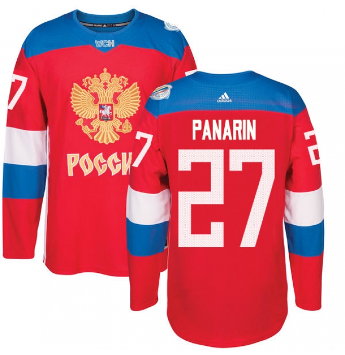 Men's Adidas Team Russia #27 Artemi Panarin Premier Red Away 2016 World Cup of Hockey Jersey