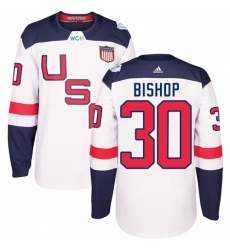 Men's Adidas Team USA #30 Ben Bishop Premier White Home 2016 World Cup Ice Hockey Jersey
