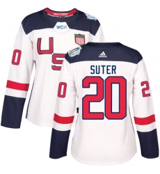 Women's Adidas Team USA #20 Ryan Suter Premier White Home 2016 World Cup Hockey Jersey