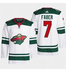 Men's Minnesota Wild #7 Brock Faber White Stitched Jersey