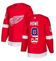 Youth Adidas Detroit Red Wings #9 Gordie Howe Authentic Red USA Flag Fashion NHL Jersey