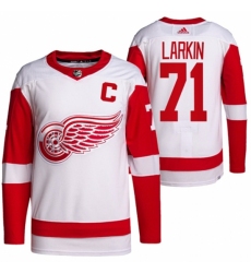 Men's Detroit Red Wings #71 Dylan Larkin White Stitched Jersey