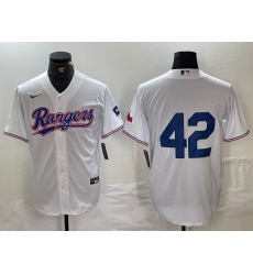 Men's Texas Rangers #42 Jackie Robinson White Cool Base Stitched Baseball Jersey