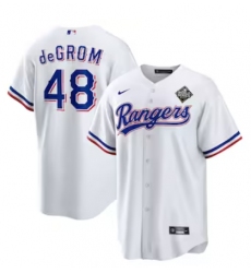 Men's Texas Rangers #48 Jacob deGrom Nike White 2023 World Series Replica Player Jersey