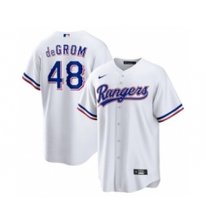 Men's Texas Rangers #48 Jacob deGrom White Cool Base Stitched Baseball Jersey