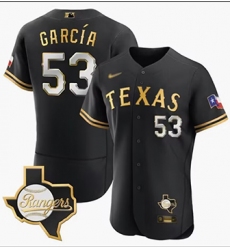 Men's Texas Rangers #53 Adolis Garcia Black Cool Base Stitched Baseball Jersey