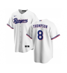 Men's Texas Rangers #8 Bubba Thompson White Cool Base Stitched Baseball Jersey