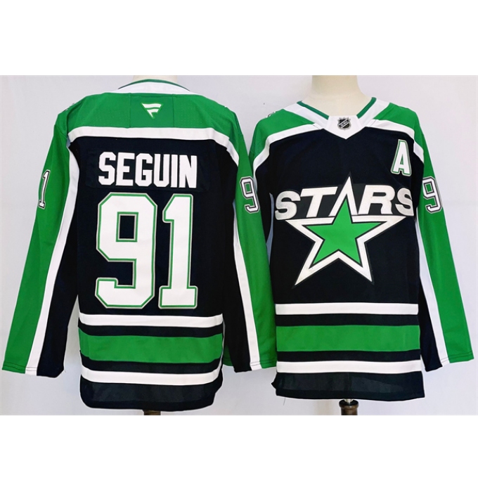 Men's Dallas Stars #91 Tyler Seguin Black 2024-25 Reverse Retro Stitched Jersey