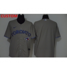 Men's Toronto Blue Jays Custom Gray Stitched MLB Cool Base Nike Jersey