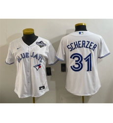Youth Toronto Blue Jays #31 Max Scherzer White 2025 World Series Cool Base Stitched Baseball Jersey