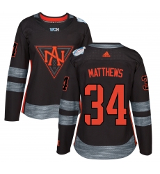 Women's Adidas Team North America #34 Auston Matthews Premier Black Away 2016 World Cup of Hockey Jersey
