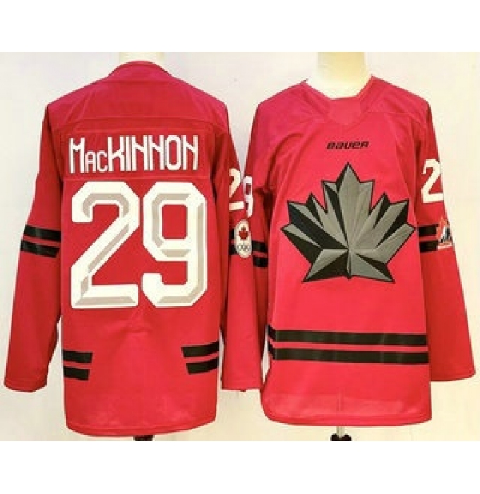 Men's Canada Hockey #29 Nathan MacKinnon Red Stitched Jersey