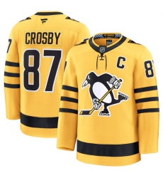 Men's Pittsburgh Penguins #87 Sidney Crosby Gold 2025 Alternate Stitched Hockey Jersey