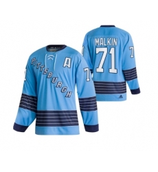 Men's Pittsburgh Penguins #71 Evgeni Malkin 2022 Blue Classics Stitched Jersey