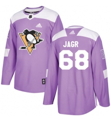 Men's Adidas Pittsburgh Penguins #68 Jaromir Jagr Authentic Purple Fights Cancer Practice NHL Jersey