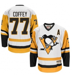 Men's CCM Pittsburgh Penguins #77 Paul Coffey Authentic White Throwback NHL Jersey