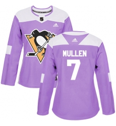 Women's Adidas Pittsburgh Penguins #7 Joe Mullen Authentic Purple Fights Cancer Practice NHL Jersey