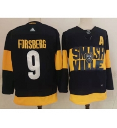 Men's Nashville Predators #9 Filip Forsberg Black 2022 Stadium Series adidas Stitched NHL Jersey