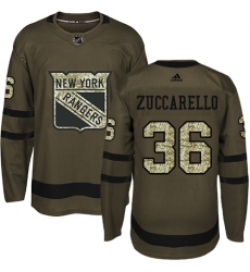 Men's Adidas New York Rangers #36 Mats Zuccarello Premier Green Salute to Service NHL Jersey