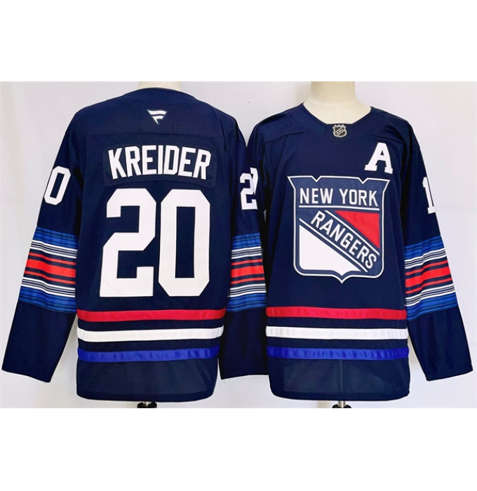 Men's New York Rangers #20 Chris Kreider Navy 2024-25 Stitched Jersey