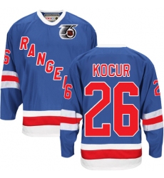 Men's CCM New York Rangers #26 Joe Kocur Authentic Royal Blue 75TH Throwback NHL Jersey