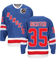 Men's CCM New York Rangers #35 Mike Richter Premier Royal Blue 75TH Throwback NHL Jersey