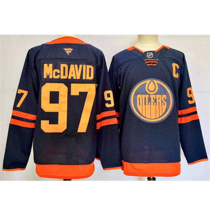 Men's Edmonton Oilers #97 Connor McDavid Navy 2024-25 C Stitched Jersey