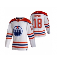 Men's Edmonton Oilers #18 Zach Hyman 2021 Reverse Retro White Stitched Jersey