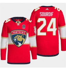 Men's Florida Panthers #24 Justin Sourdif Red 2024 Stanley Cup Final Stitched Jersey