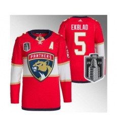 Men's Florida Panthers #5 Aaron Ekblad Red 2023 Stanley Cup Final Stitched Jersey