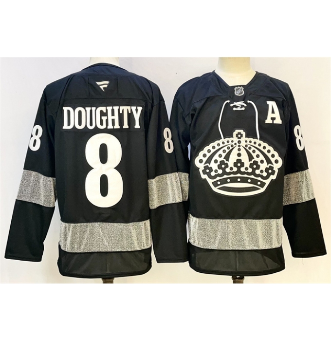 Men's Los Angeles Kings #8 Drew Doughty Black With A Alternate Stitched Hockey Jersey