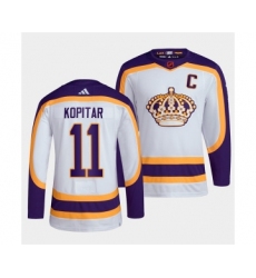 Men's Los Angeles Kings #11 Anze Kopitar White 2022 Reverse Retro Stitched Jersey