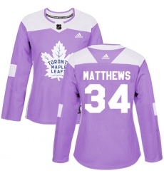 Women's Adidas Toronto Maple Leafs #34 Auston Matthews Authentic Purple Fights Cancer Practice NHL Jersey