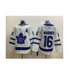 Men's Toronto Maple Leafs #16 Mitchell Marner White With A Patch Adidas Stitched NHL Jersey