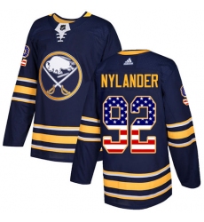 Men's Adidas Buffalo Sabres #92 Alexander Nylander Authentic Navy Blue USA Flag Fashion NHL Jersey
