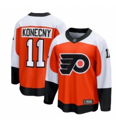 Men's Philadelphia Flyers #11 Travis Konecny Orange Stitched Jersey