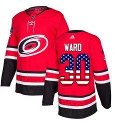 Men's Adidas Carolina Hurricanes #30 Cam Ward Authentic Red USA Flag Fashion NHL Jersey
