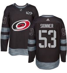 Men's Adidas Carolina Hurricanes #53 Jeff Skinner Premier Black 1917-2017 100th Anniversary NHL Jersey