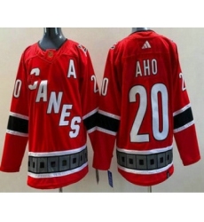 Men's Carolina Hurricanes #20 Sebastian Aho Red 2022 Reverse Retro Authentic Jersey