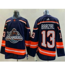 Men's New York Islanders #13 Mathew Barzal Blue 2022 Reverse Retro Stitched Jersey