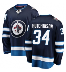 Men's Winnipeg Jets #34 Michael Hutchinson Fanatics Branded Navy Blue Home Breakaway NHL Jersey