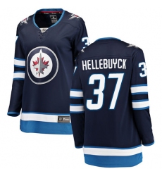 Women's Winnipeg Jets #37 Connor Hellebuyck Fanatics Branded Navy Blue Home Breakaway NHL Jersey