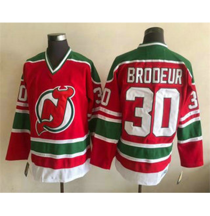 Men's New Jersey Devils #30 Martin Brodeur Red Green Jersey