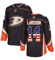Men's Adidas Anaheim Ducks #14 Jacob Larsson Authentic Black USA Flag Fashion NHL Jersey